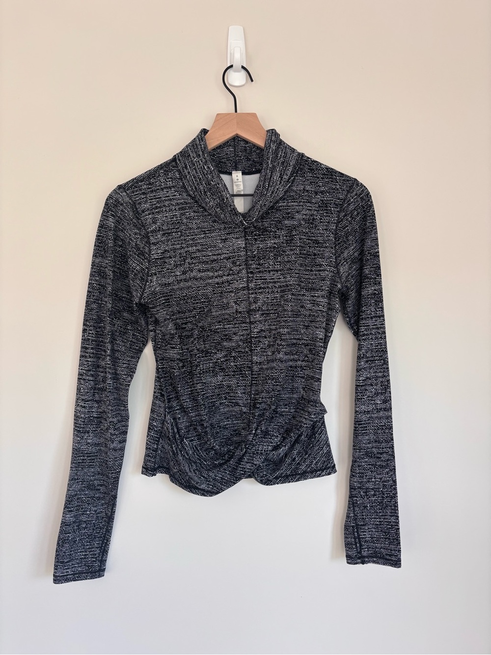 Lululemon Melodic Movement Long Sleeve Shirt Twillines White Black 8 View 2